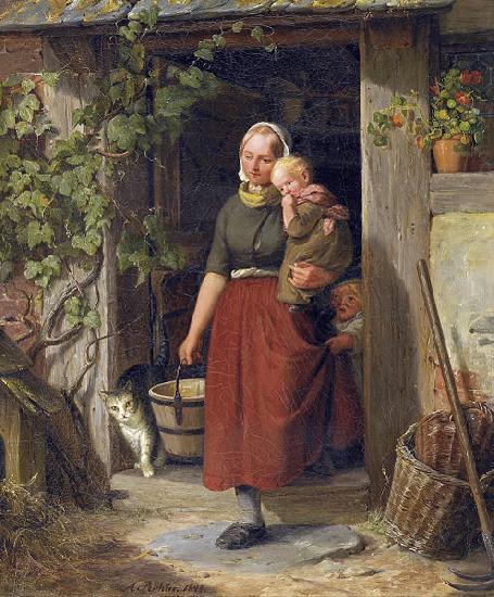 A young wine grower and her children, Adolph Heinrich Richter
